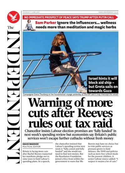 The Independent (UK) Newspaper Front Page for 5 June 2025