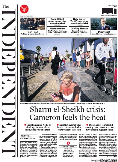 The Independent Newspaper Front Page for 6 November 2015
