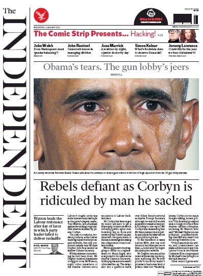 The Independent Newspaper Front Page for 6 January 2016