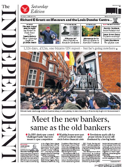 The Independent (UK) Newspaper Front Page for 6 February 2016