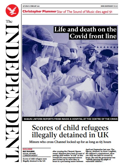 The Independent Newspaper Front Page for 6 February 2021