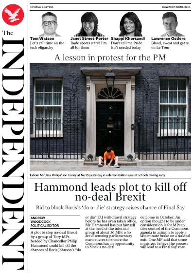 The Independent Newspaper Front Page for 6 July 2019