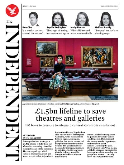 The Independent (UK) Newspaper Front Page for 6 July 2020