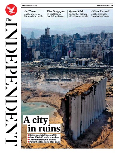 The Independent Newspaper Front Page for 6 August 2020