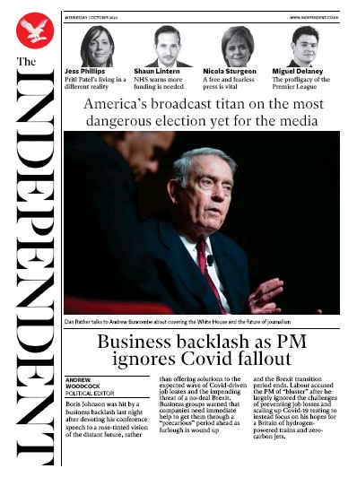 The Independent Newspaper Front Page for 7 October 2020
