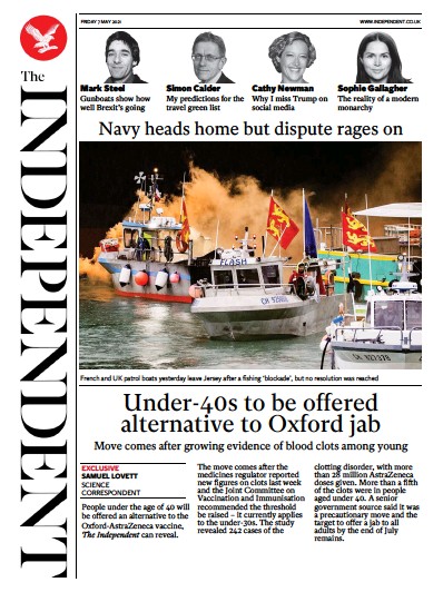 The Independent (UK) Newspaper Front Page for 7 May 2021