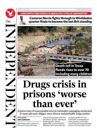 The Independent (UK) Newspaper Front Page for 7 July 2025