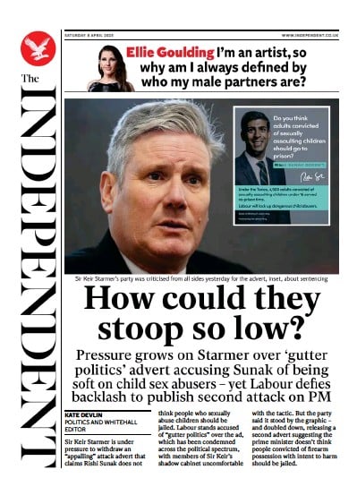 The Independent (UK) Newspaper Front Page for 8 April 2023