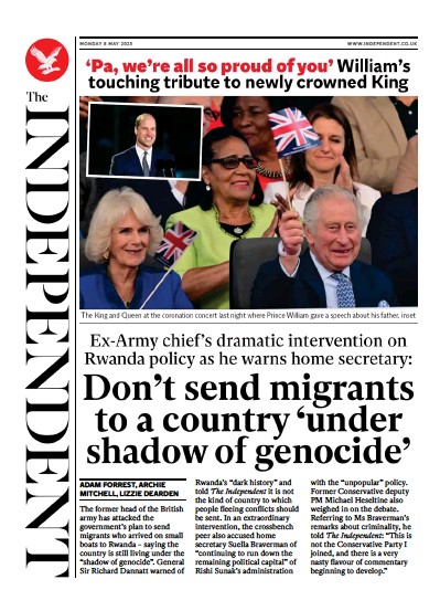 The Independent (UK) Newspaper Front Page for 8 May 2023