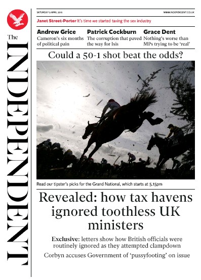 The Independent Newspaper Front Page for 9 April 2016