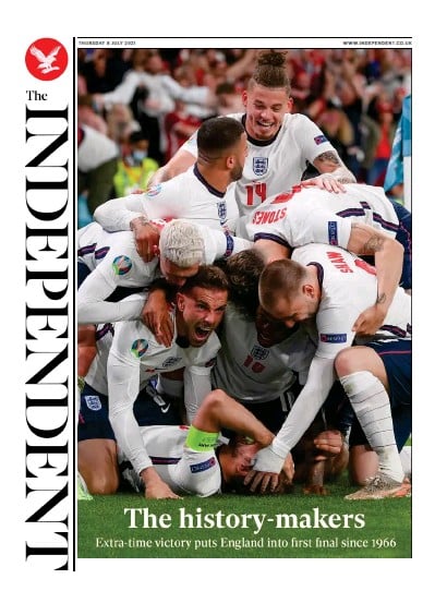 The Independent (UK) Newspaper Front Page for 9 July 2021