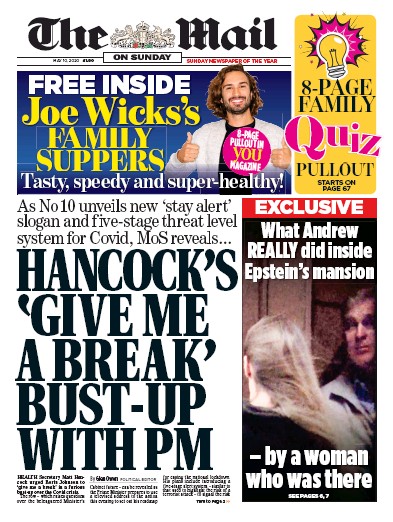 The Mail on Sunday Newspaper Front Page for 10 May 2020
