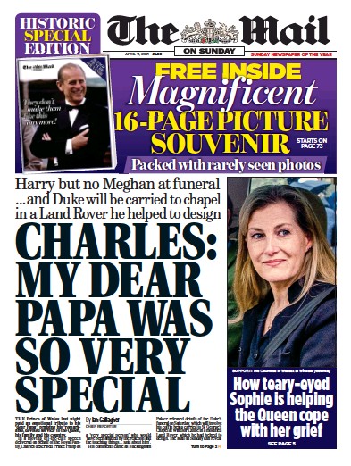 The Mail on Sunday (UK) Newspaper Front Page for 11 April 2021