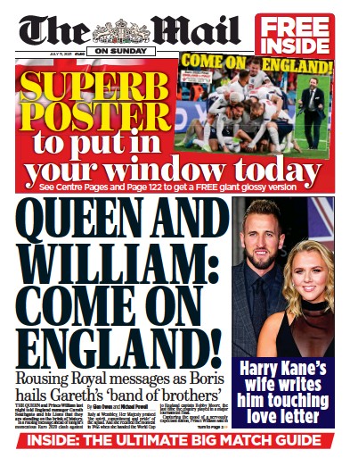 The Mail on Sunday (UK) Newspaper Front Page for 11 July 2021