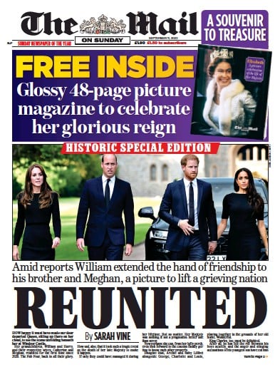 The Mail on Sunday (UK) Newspaper Front Page for 11 September 2022
