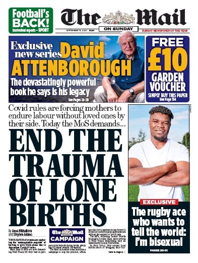 The Mail on Sunday Newspaper Front Page for 13 September 2020