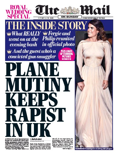 The Mail on Sunday Newspaper Front Page for 14 October 2018