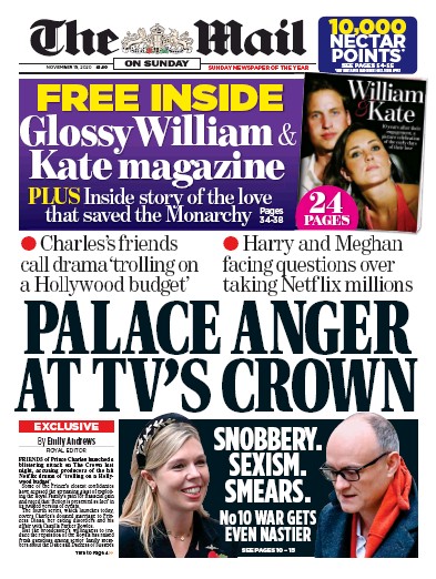 The Mail on Sunday Newspaper Front Page for 15 November 2020