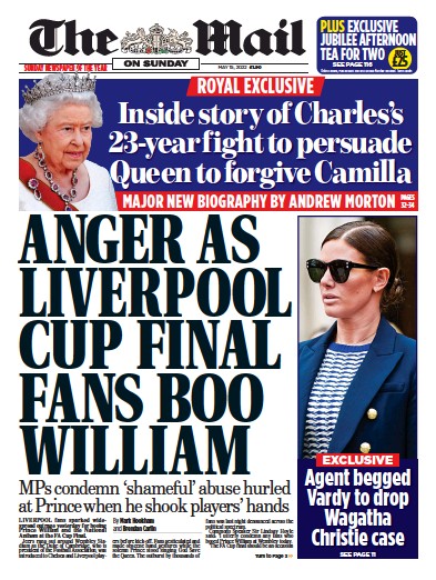 The Mail on Sunday (UK) Newspaper Front Page for 15 May 2022