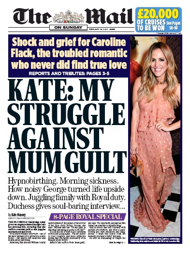 The Mail on Sunday Newspaper Front Page for 16 February 2020