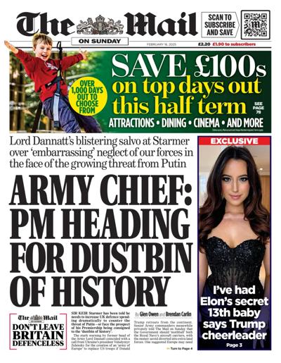 The Mail on Sunday (UK) Newspaper Front Page for 16 February 2025