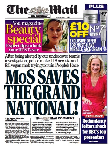 The Mail on Sunday (UK) Newspaper Front Page for 16 April 2023