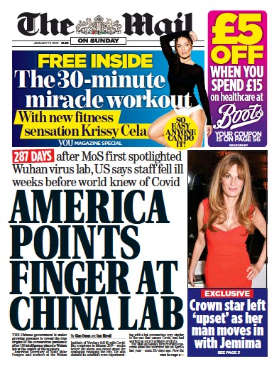 The Mail on Sunday (UK) Newspaper Front Page for 17 January 2021