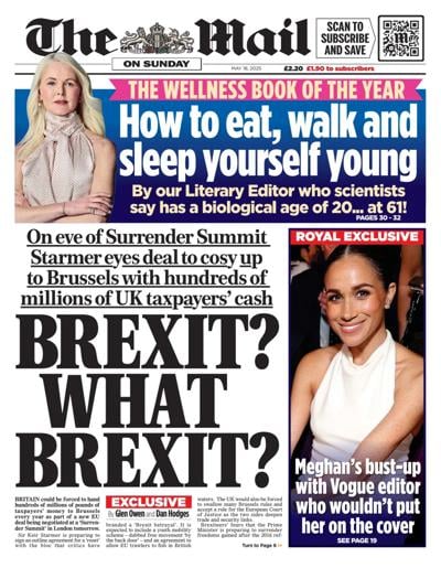 The Mail on Sunday Newspaper Front Page for 18 May 2025