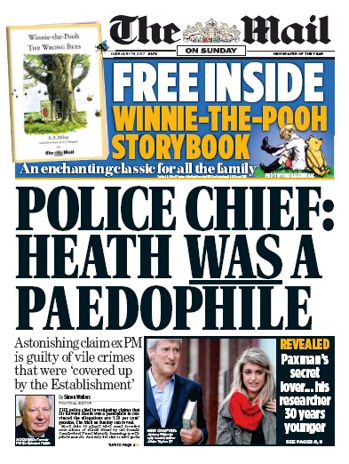 The Mail on Sunday (UK) Newspaper Front Page for 19 February 2017