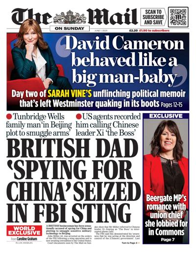 The Mail on Sunday (UK) Newspaper Front Page for 1 June 2025