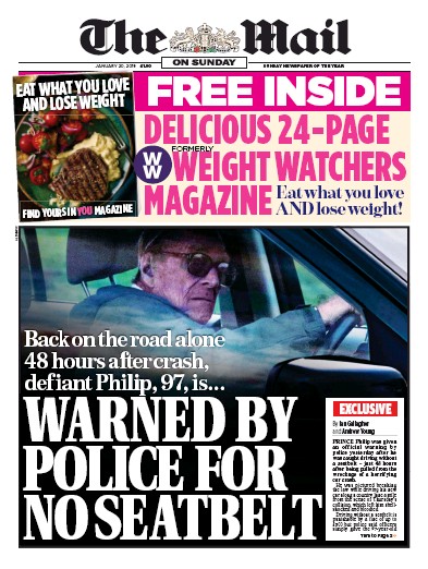 The Mail on Sunday Newspaper Front Page for 20 January 2019