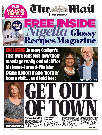 The Mail on Sunday (UK) Newspaper Front Page for 20 September 2015