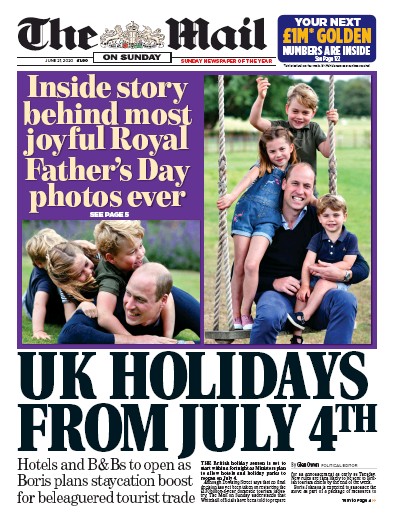 The Mail on Sunday Newspaper Front Page for 21 June 2020