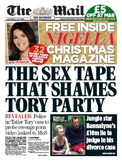 The Mail on Sunday Newspaper Front Page for 22 November 2015