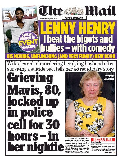 The Mail on Sunday (UK) Newspaper Front Page for 22 September 2019