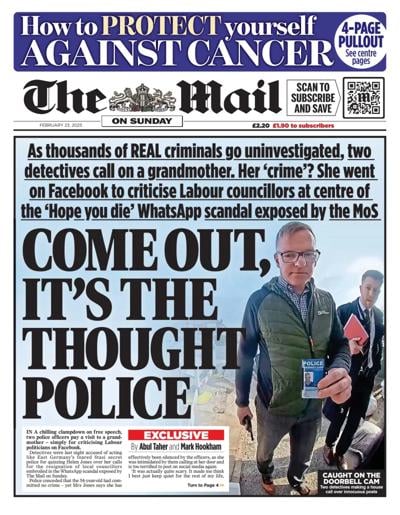 The Mail on Sunday (UK) Newspaper Front Page for 23 February 2025