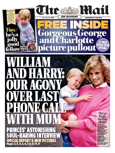The Mail on Sunday (UK) Newspaper Front Page for 23 July 2017