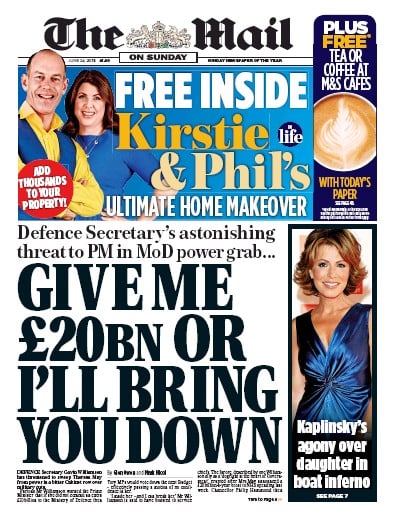 The Mail on Sunday Newspaper Front Page for 24 June 2018