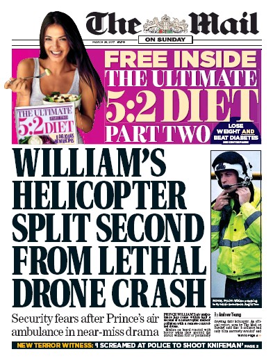 The Mail on Sunday Newspaper Front Page for 26 March 2017