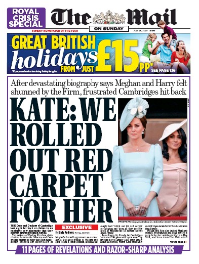 The Mail on Sunday Newspaper Front Page for 26 July 2020