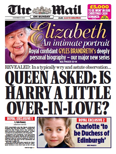 The Mail on Sunday (UK) Newspaper Front Page for 27 November 2022