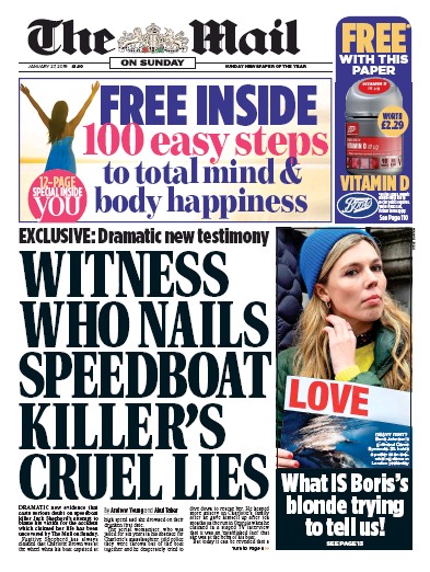 The Mail on Sunday (UK) Newspaper Front Page for 27 January 2019