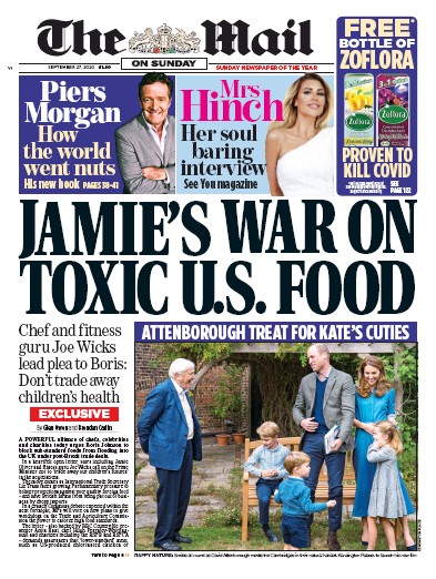 The Mail on Sunday Newspaper Front Page for 27 September 2020
