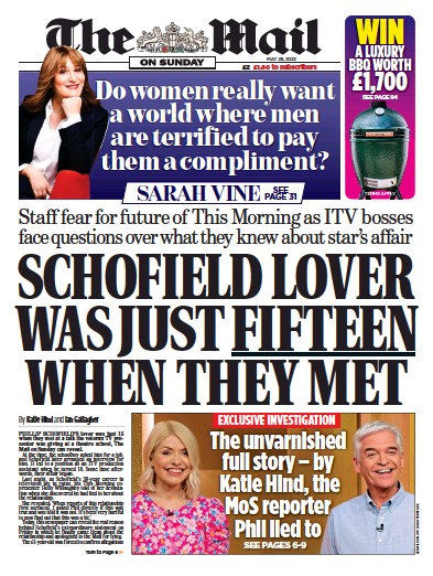 The Mail on Sunday (UK) Newspaper Front Page for 28 May 2023