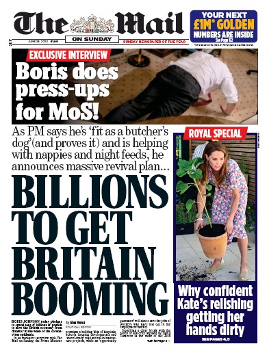The Mail on Sunday Newspaper Front Page for 28 June 2020