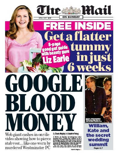 The Mail on Sunday (UK) Newspaper Front Page for 2 April 2017