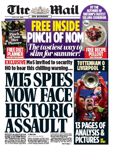 The Mail on Sunday (UK) Newspaper Front Page for 2 June 2019