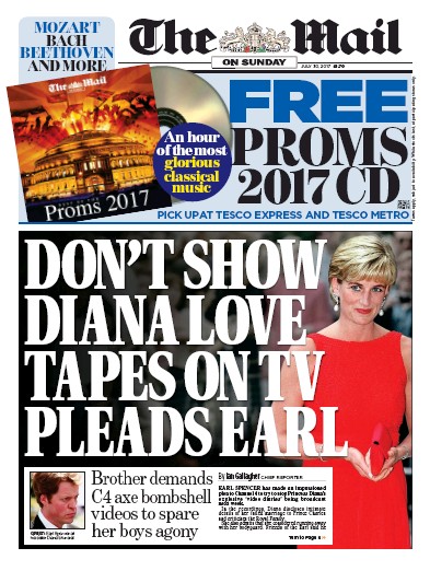 The Mail on Sunday Newspaper Front Page for 30 July 2017