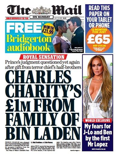 The Mail on Sunday (UK) Newspaper Front Page for 31 July 2022