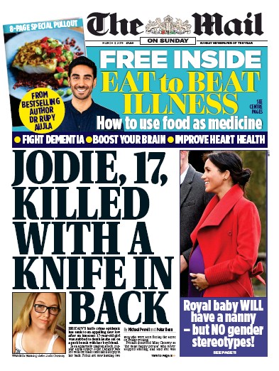 The Mail on Sunday (UK) Newspaper Front Page for 3 March 2019